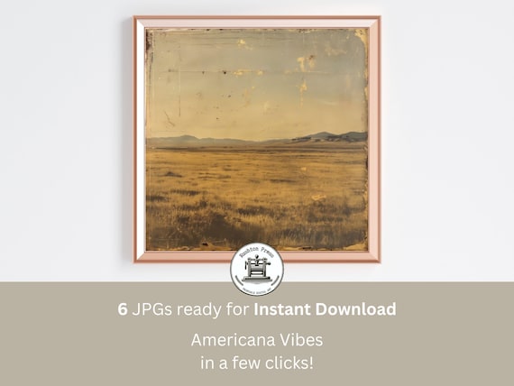Golden Prairie Field Vintage Sepia Landscape Americana Poster
