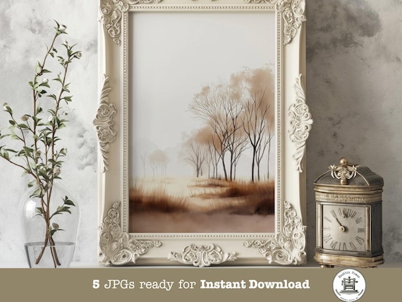 Misty Autumn Trees Landscape Print Golden Path Rustic Fall Scene 5 Sizes