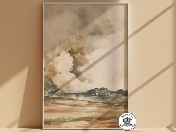 Neutral Desert Landscape Print Moody Boho Wall Art