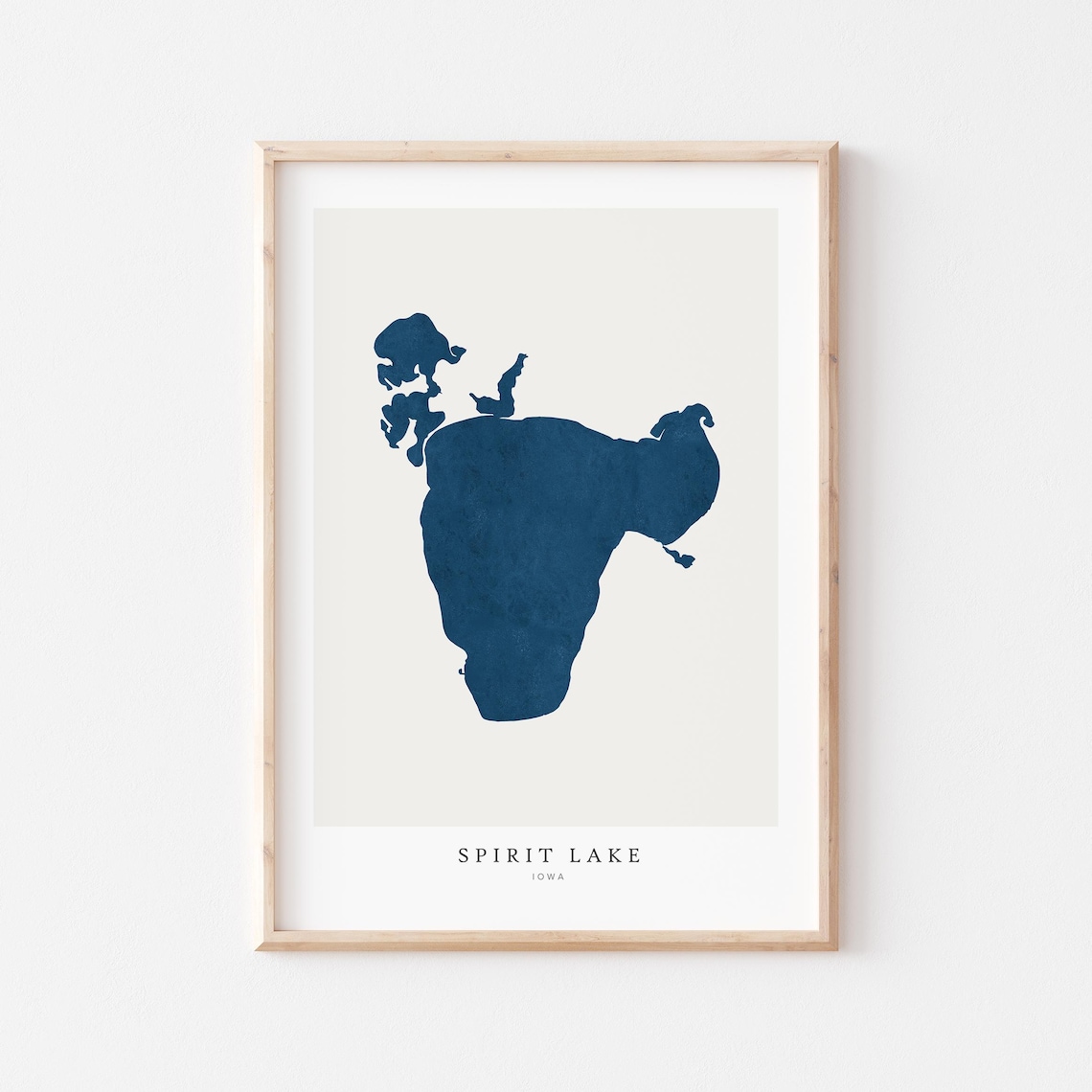 Spirit Lake Iowa Map Art Minimalist Lake Silhouette Print Decor
