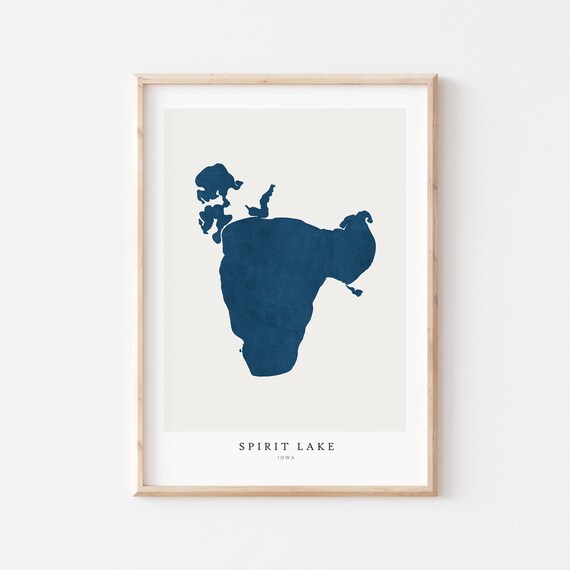 Spirit Lake Print Poster Art Wall Map House Gift Iowa