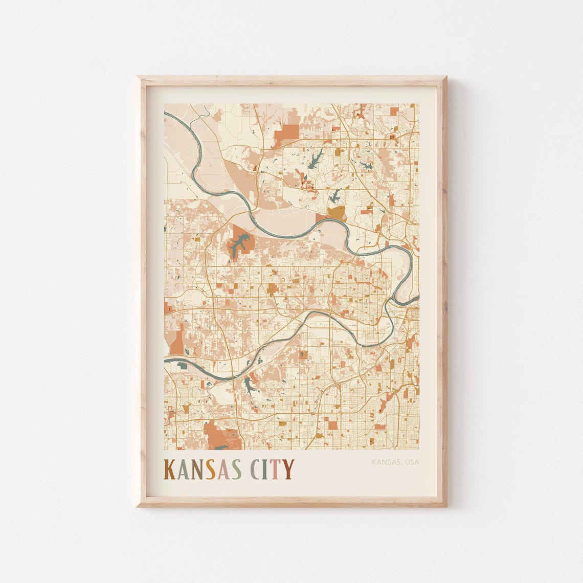 Kansas City Map Poster Kansas City Print Kansas City Poster Kansas City Wall Art Kansas Travel Gift Boho Print