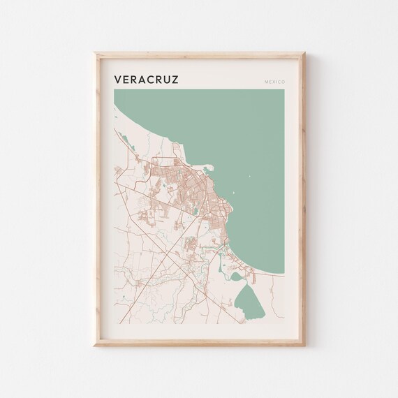 Veracruz Map Poster Print Wall Art Mexico Travel Gift Farmhouse Decor
