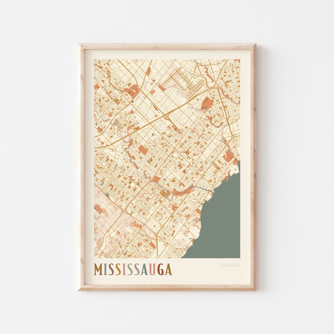 Mississauga Canada Warm Terracotta Minimalist City Map Poster Decor