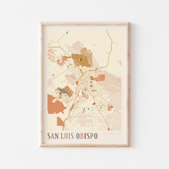 San Luis Obispo Boho Travel Poster, California Map