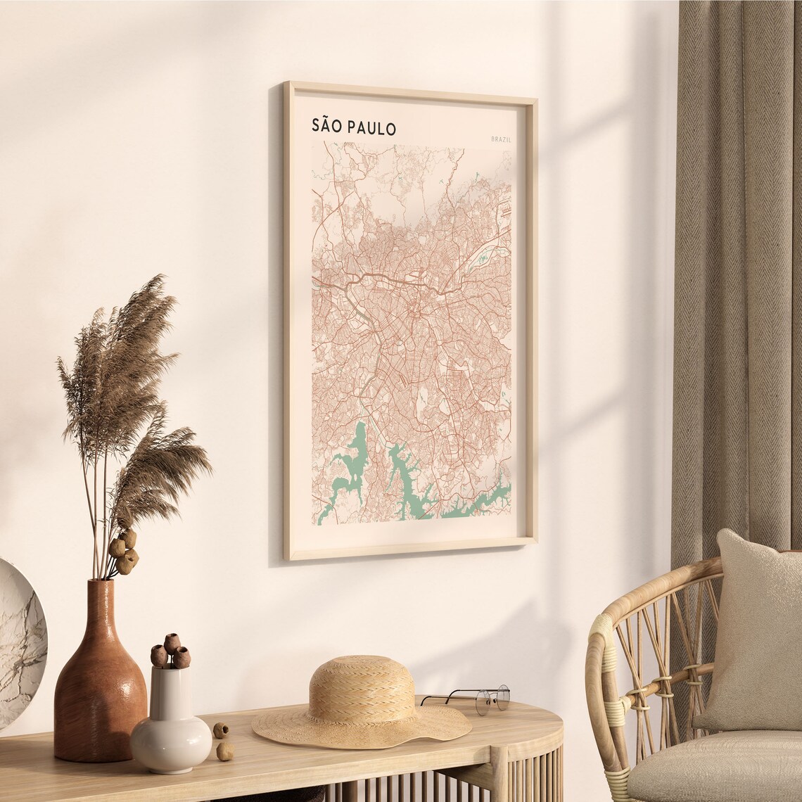 Sao Paulo Brazil Minimalist City Street Map Travel Art Poster - Image 3