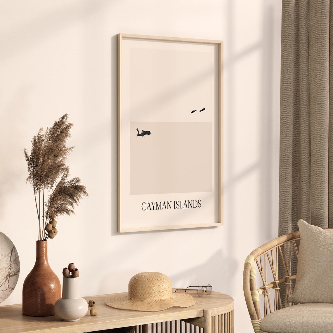 Cayman Islands Caribbean Map Silhouette Minimalist Art Poster - Image 3