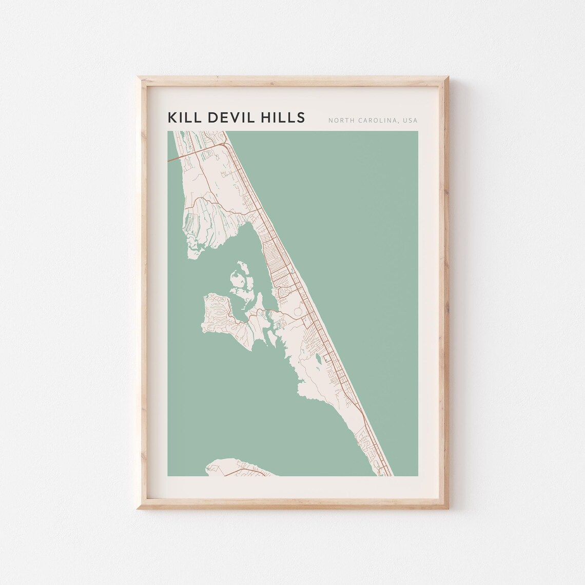 Kill Devil Hills North Carolina Minimalist Line Art Outer Banks Map Poster