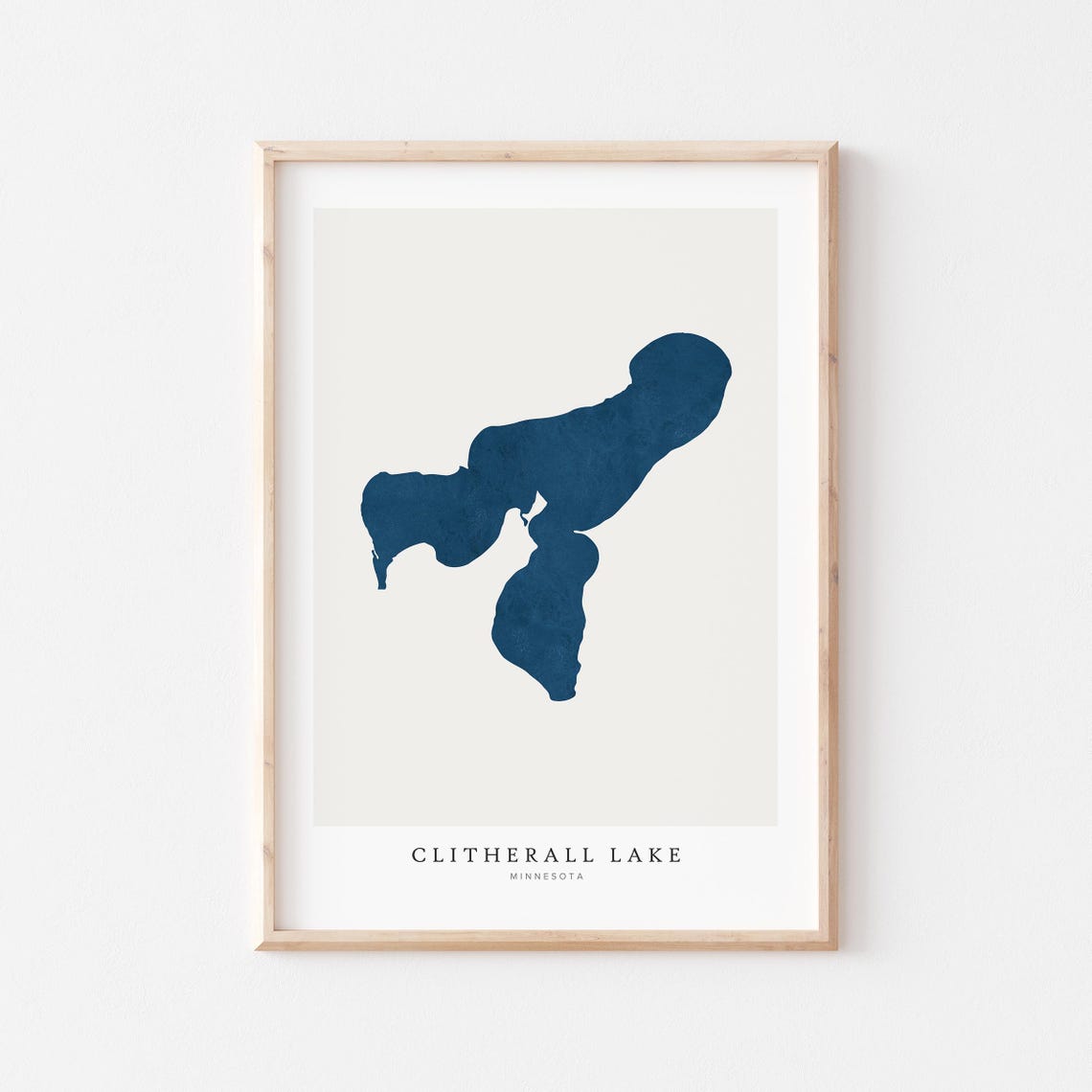 Clitherall Lake Minnesota Map Art Minimalist Lake Silhouette Print