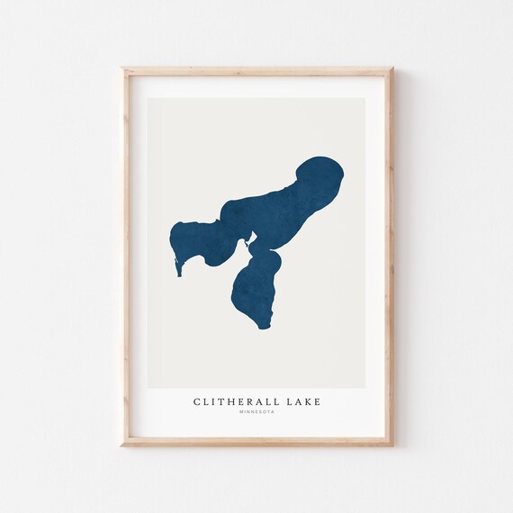 Clitherall Lake Print Poster Art Wall Map Gift Minnesota