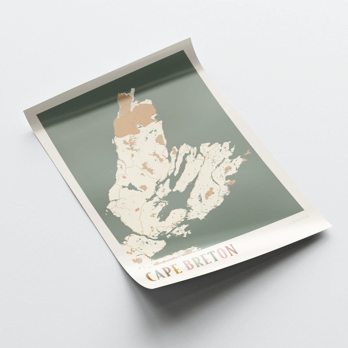 Cape Breton Island Nova Scotia Canada Decorative Boho Map Poster - Image 2