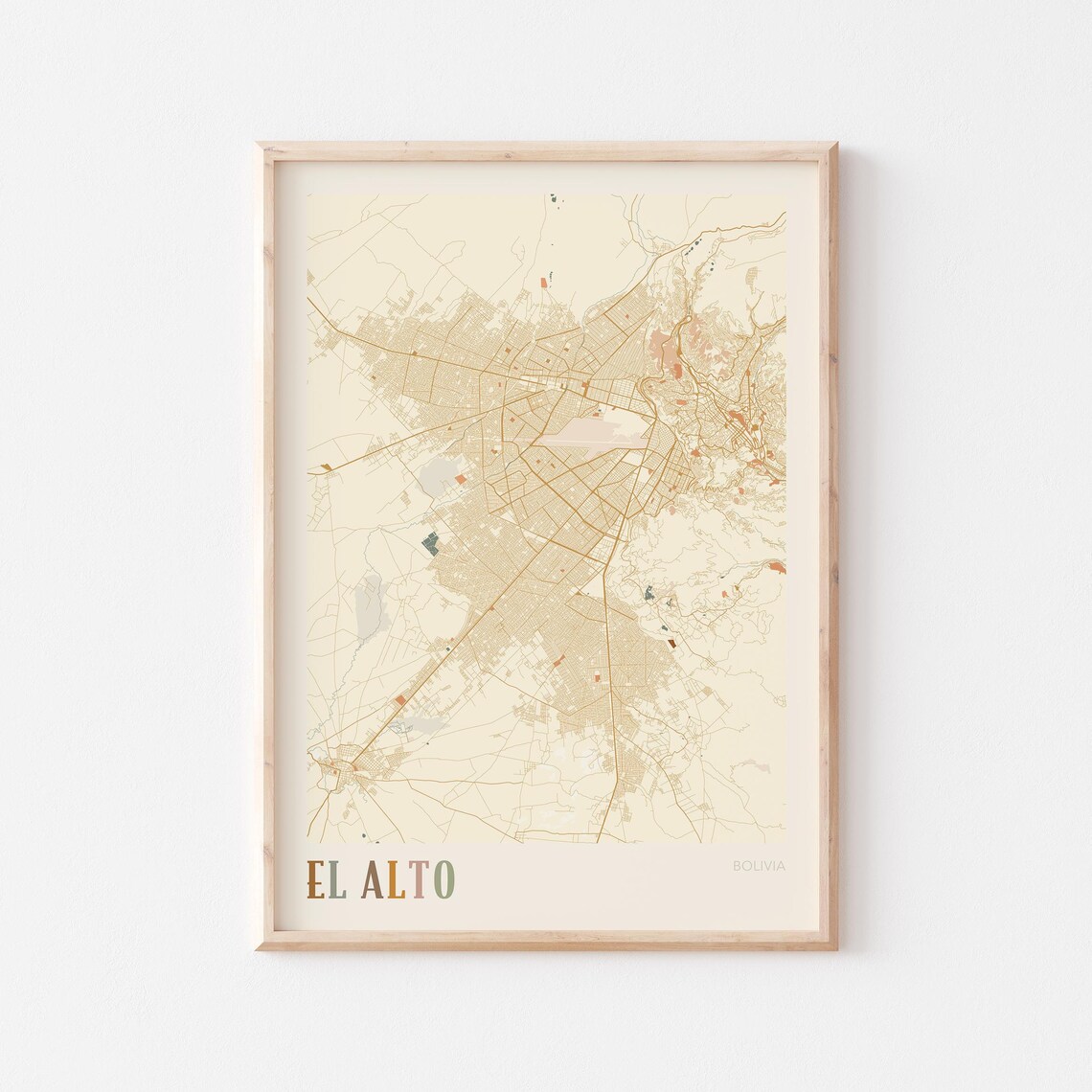 El Alto Map Poster Print Wall Art Bolivia Travel Gift Boho Decor
