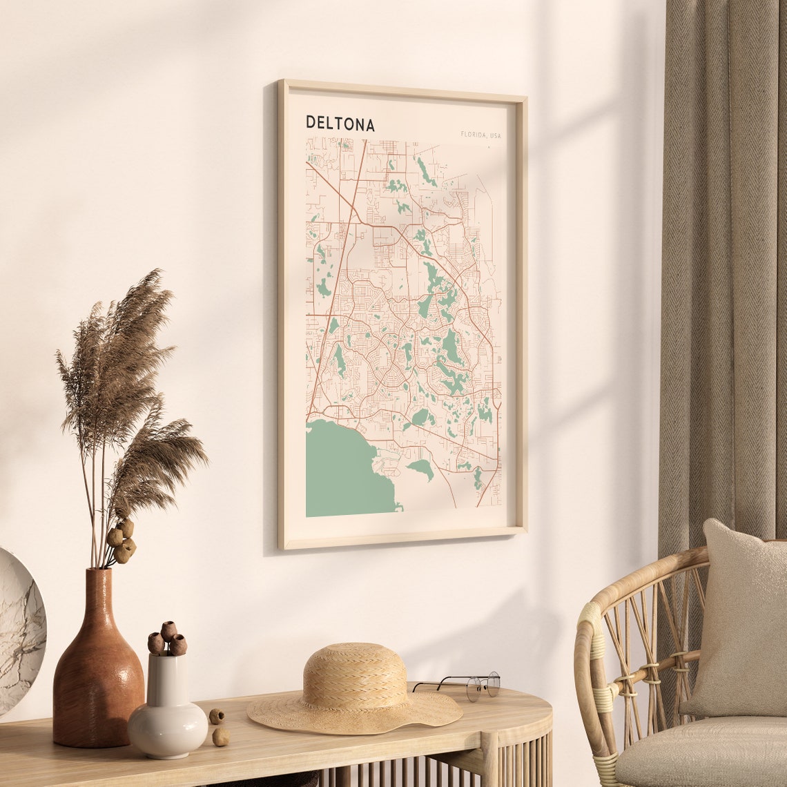 Deltona Florida Map Poster Copper Line Street Map Coastal Decor - Image 3