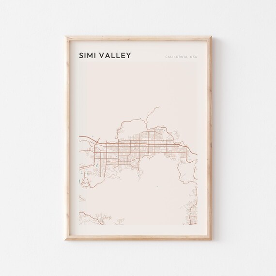 Simi Valley California Minimalist City Street Map Wall Decor Poster