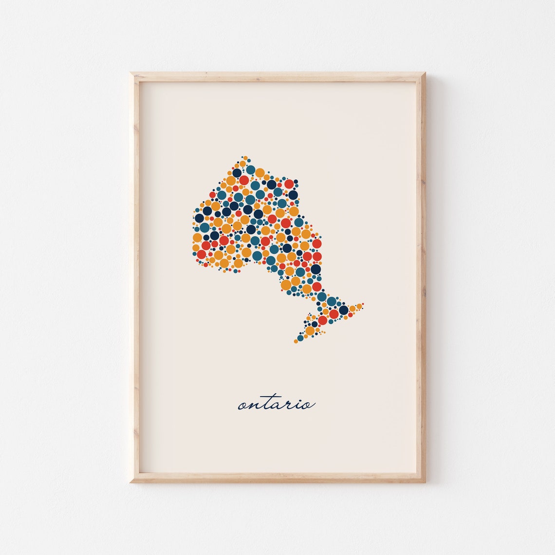 Ontario Canada Colorful Dot Art Province Map Script Decor Poster