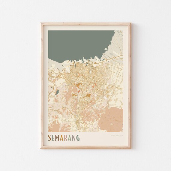 Semarang Map Poster Print Wall Art Indonesia Travel Gift Boho