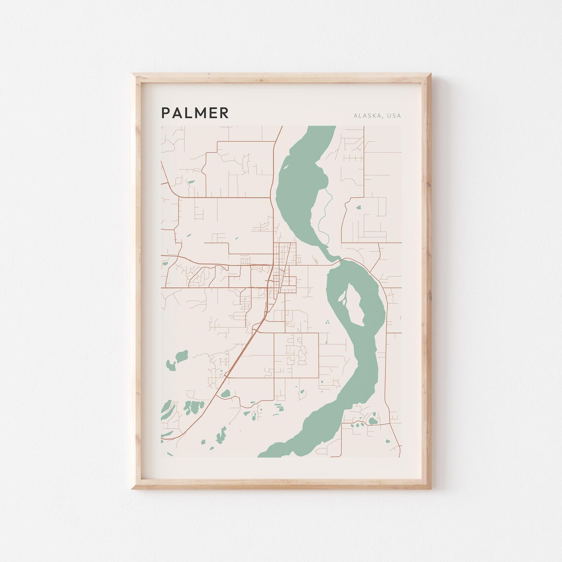 Palmer Alaska Minimalist Line Street Map Modern City Art Poster