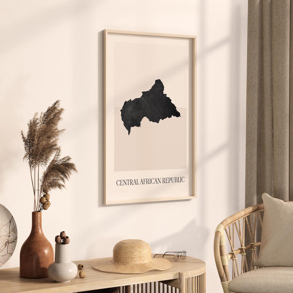 Central African Republic Map Silhouette Minimalist Art Poster - Image 3