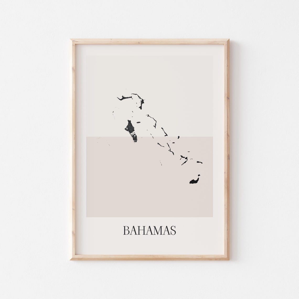 Bahamas Boho Minimalist Black Country Silhouette Map Art Poster