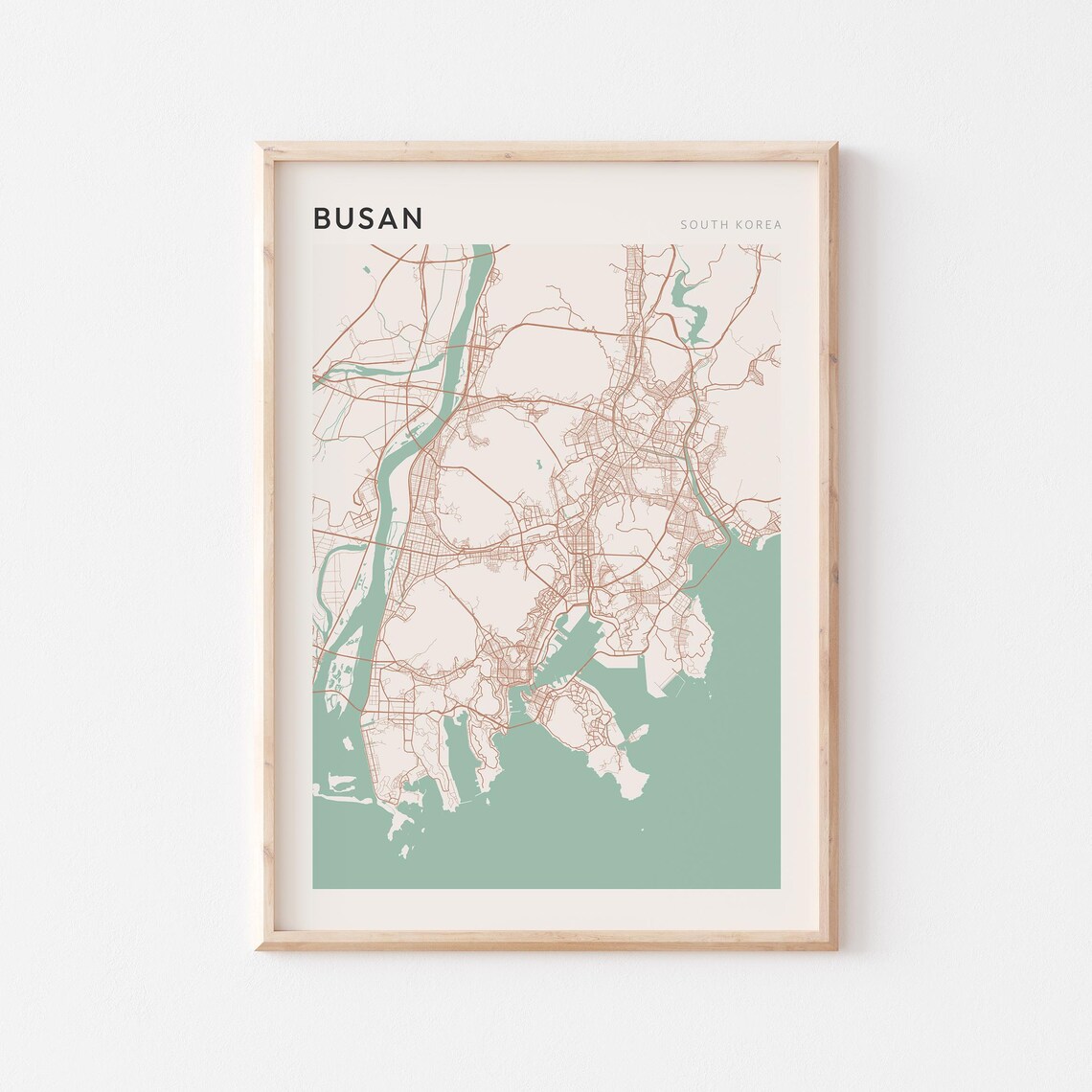 Busan Map Poster Print Wall Art South Korea Travel Gift Minimalist