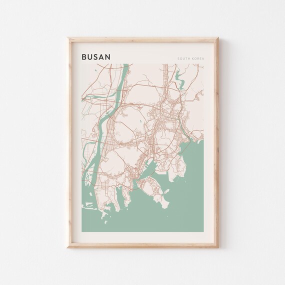 Busan Map Poster Print Wall Art South Korea Travel Gift Minimalist