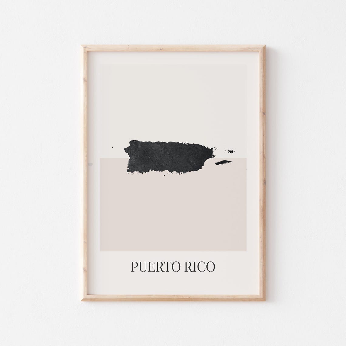 Puerto Rico Island Map Silhouette Minimalist Travel Decor Wall Poster