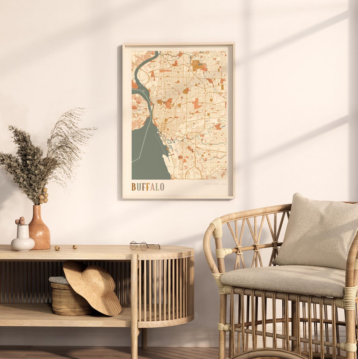 Buffalo Map Poster Buffalo Print Buffalo Poster Buffalo Wall Art New York Travel Gift Boho Wall Art - Image 2