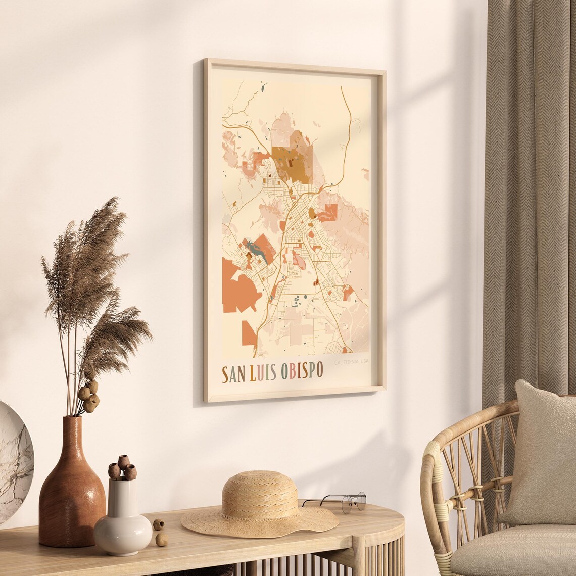 San Luis Obispo Boho Travel Poster, California Map - Image 3