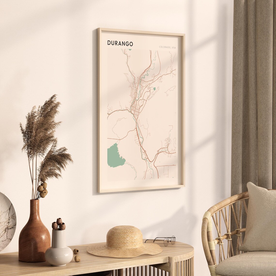 Durango Colorado Farmhouse Modern Minimalist Street Map Poster - Image 3