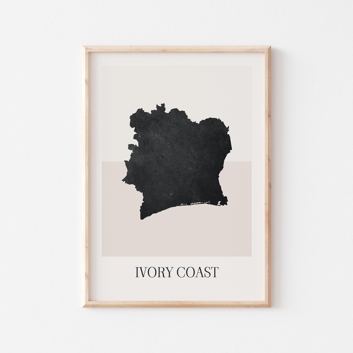 Ivory Coast Map, Minimalist Boho Travel Poster