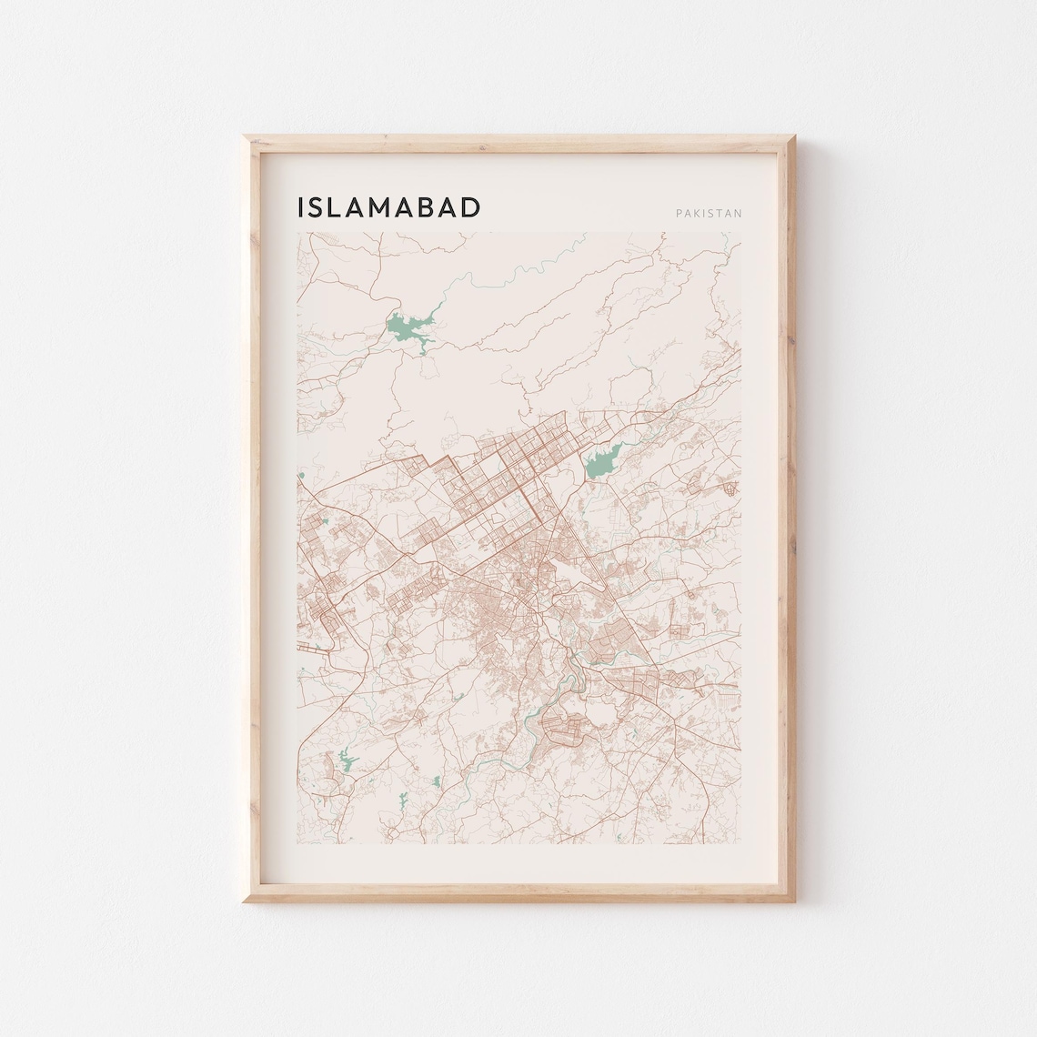 Islamabad Pakistan Minimal City Map Soft Beige Travel Poster