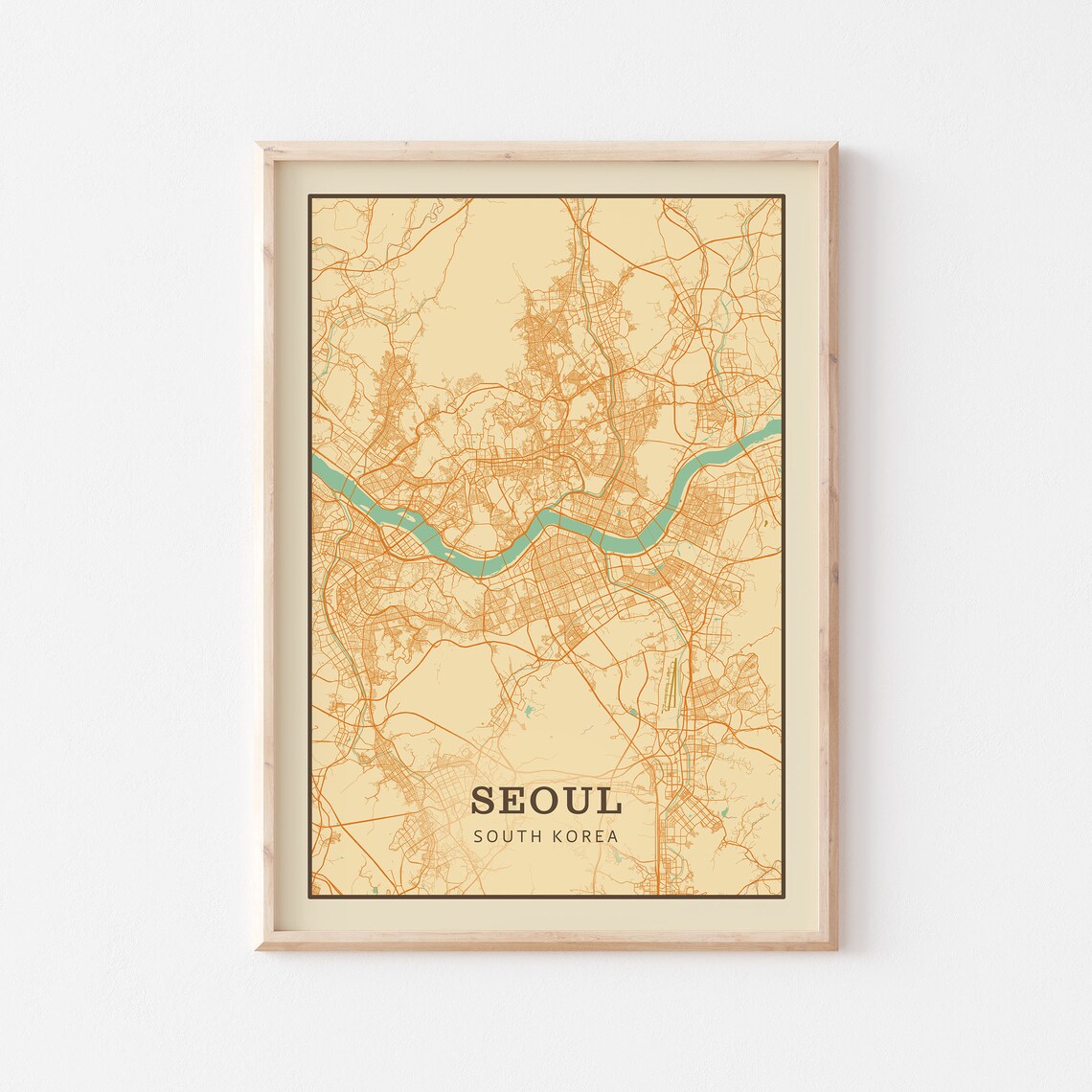 Seoul South Korea Vintage Street Map City Art Poster Home Decor Gift