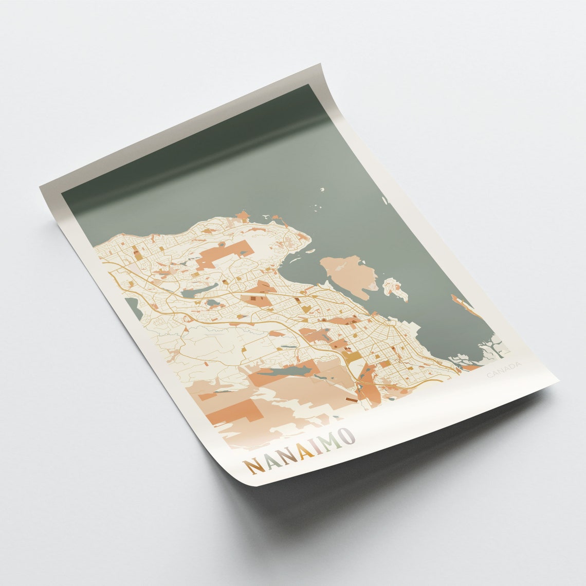 Nanaimo British Columbia Canada Boho Style Coastal City Map Poster - Image 2