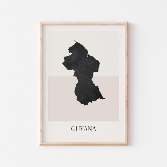 Guyana Map Poster Print Minimalist Boho Wall Art Decor For Home Or Gift