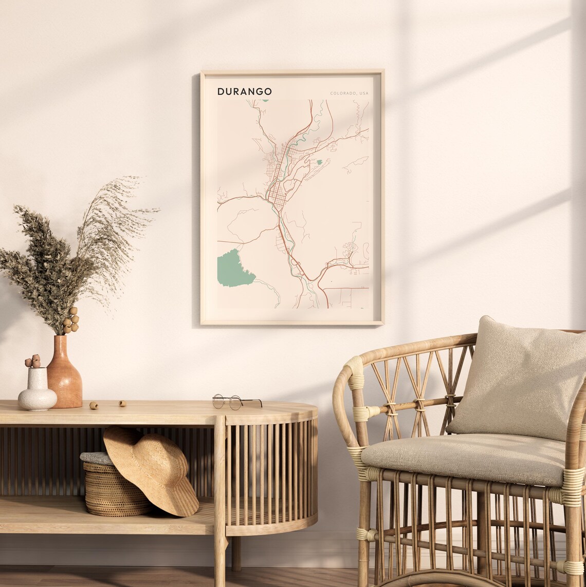 Durango Colorado Farmhouse Modern Minimalist Street Map Poster - Image 2
