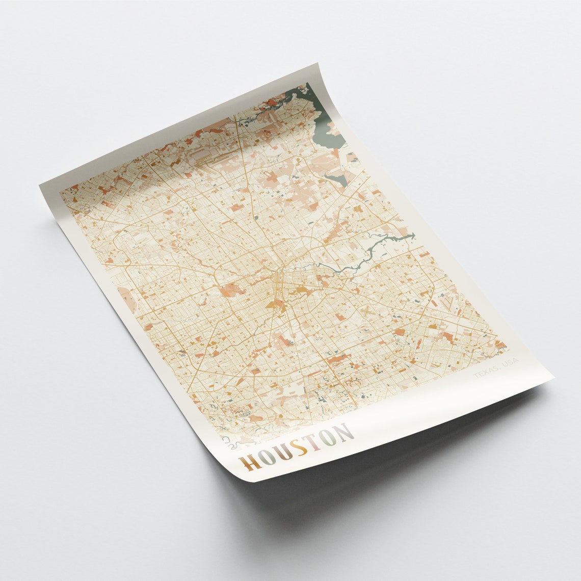 Houston Texas Retro City Map Poster Space City Street Grid Art - Image 2