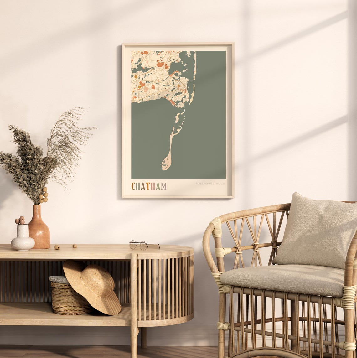 Chatham Massachusetts Boho Terracotta City Street Map Poster - Image 2