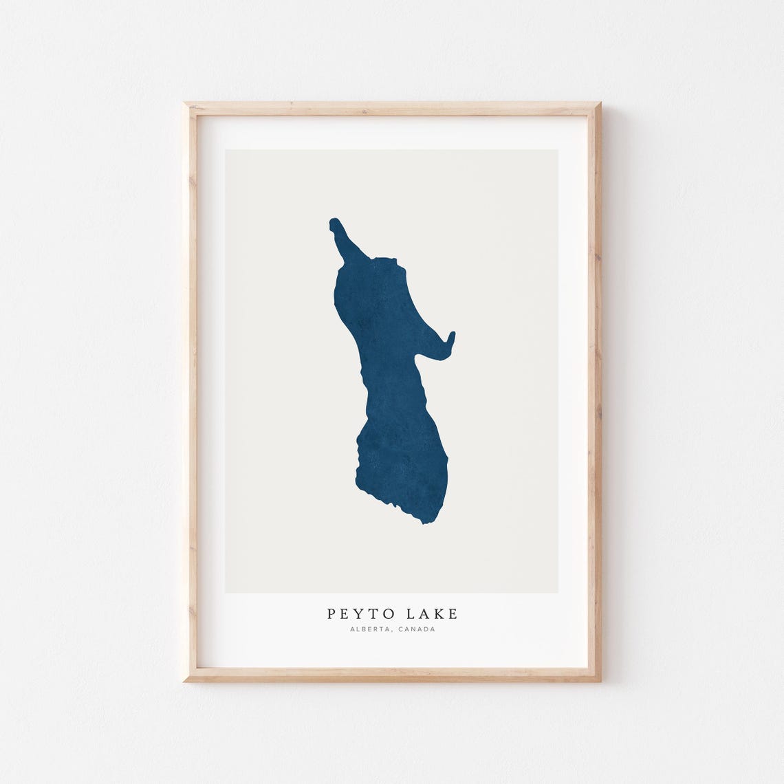 Peyto Lake Alberta Canada Navy Blue Minimalist Lake Map Art Poster