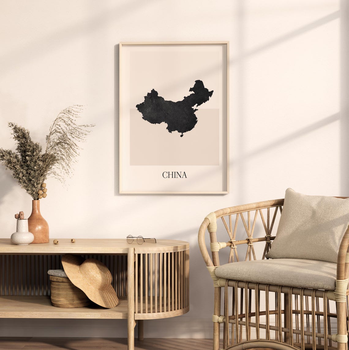 China Country Map Silhouette Minimalist Black Poster for Home - Image 2