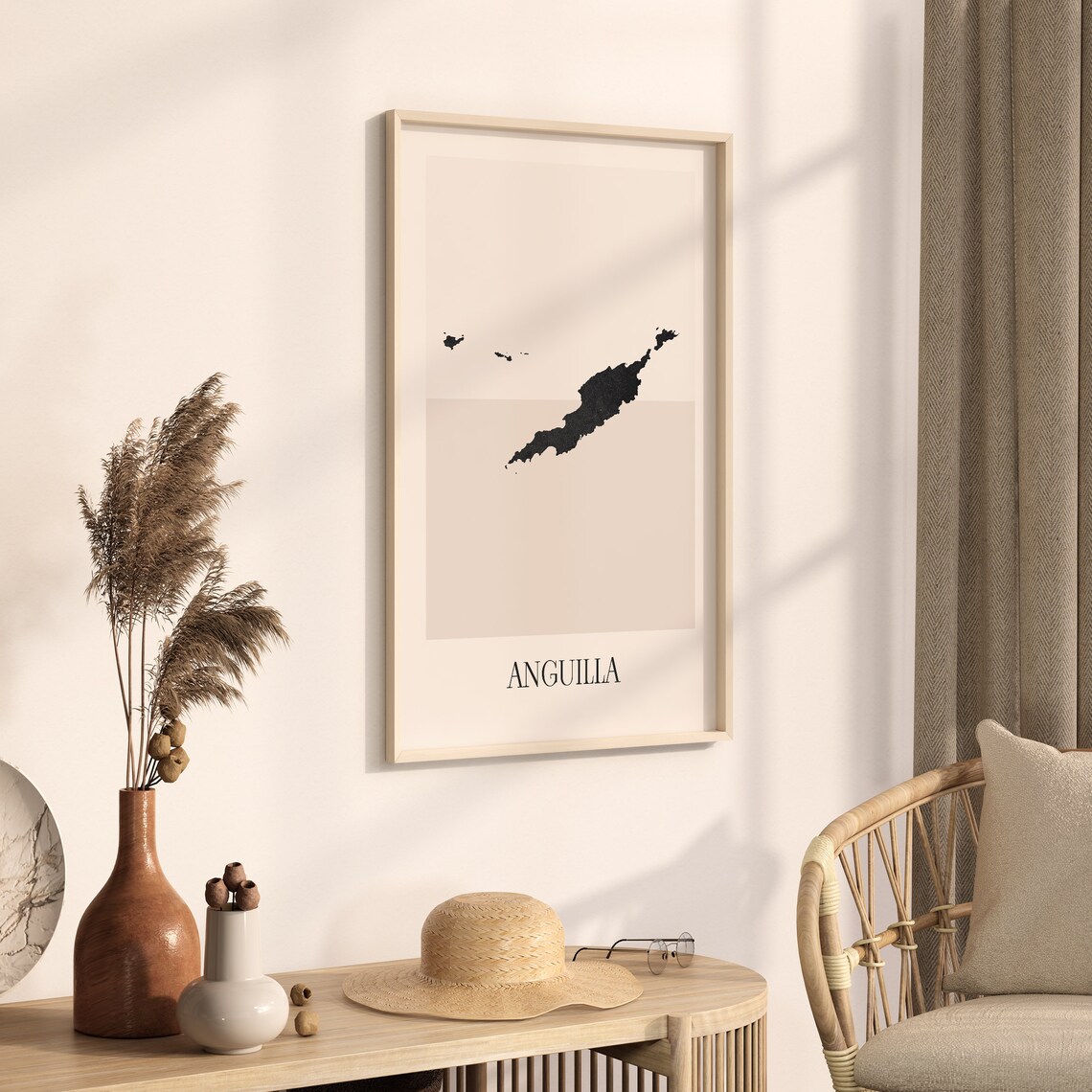 Anguilla Caribbean Black Silhouette Minimalist Island Map Poster - Image 3