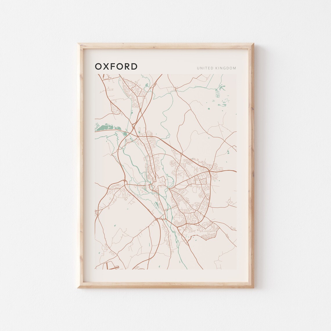 Oxford Map Poster Oxford Poster Oxford Wall Art Oxford Print Oxford Map Print Oxford Travel United Kingdom