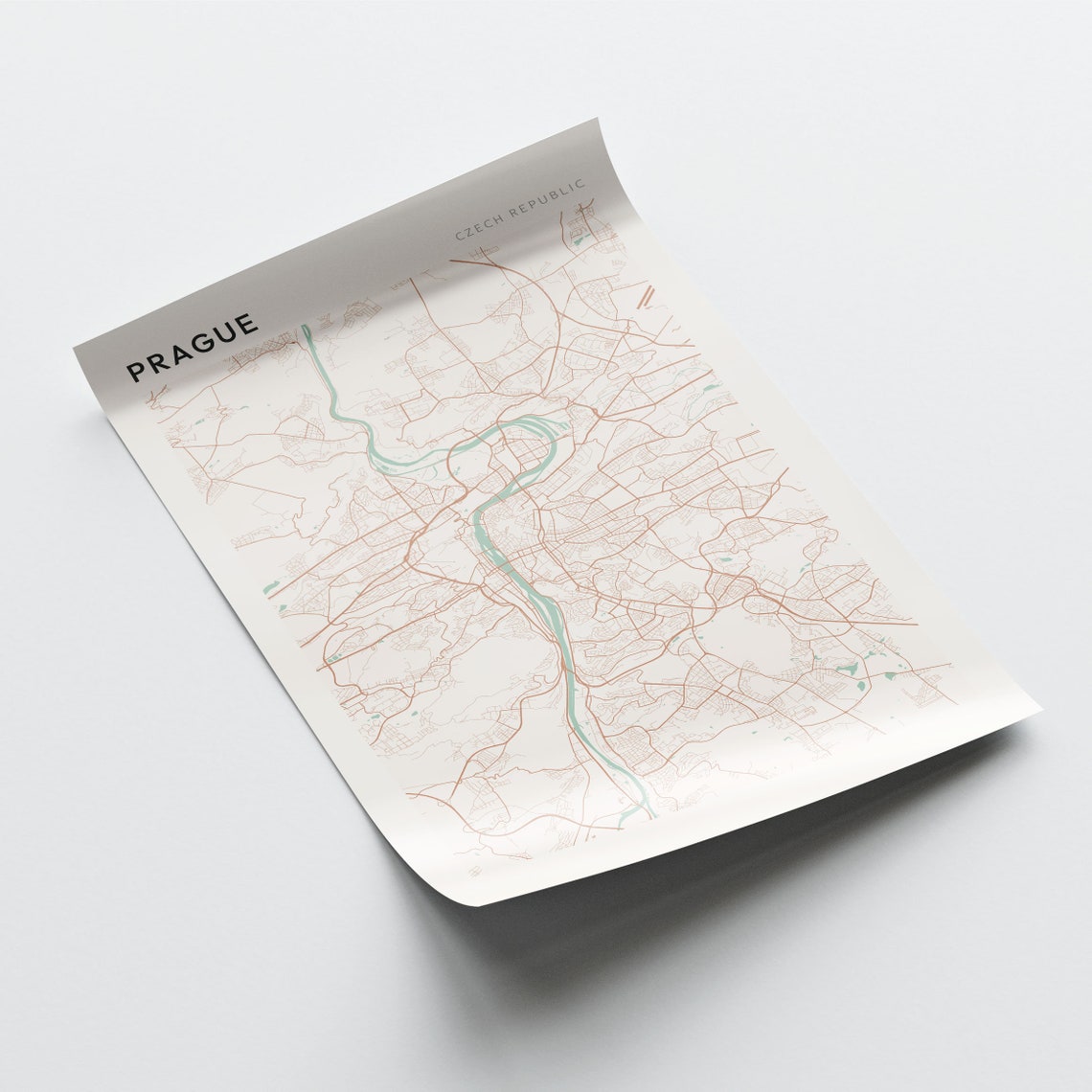 Prague Czech Republic Minimalist City Street Map Art Poster Home Decor - Image 2