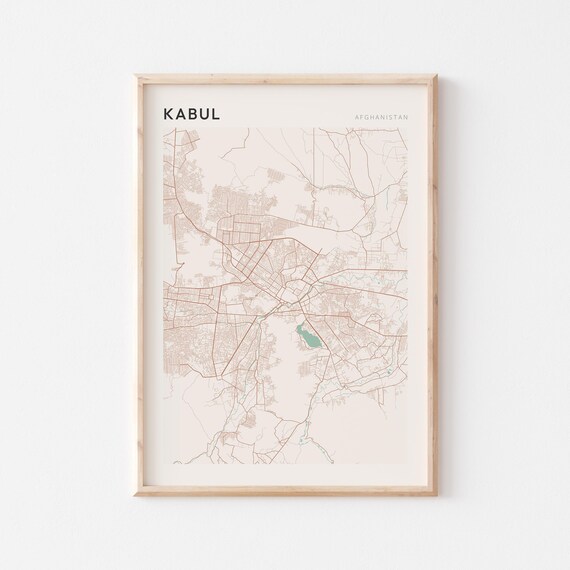 Kabul Map Poster Print Wall Art Afghanistan Travel Gift Scandi