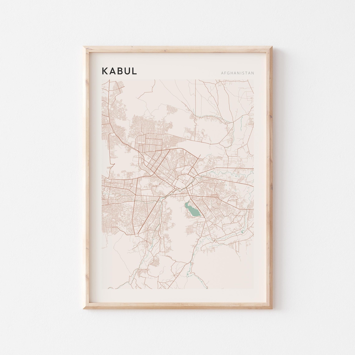 Kabul Afghanistan City Street Map Minimalist Neutral Travel Gift Poster