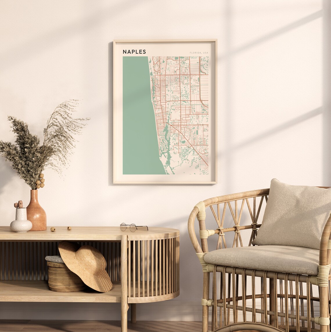 Naples Florida Modern Farmhouse City Map Poster for Modern Home Decor - Image 2