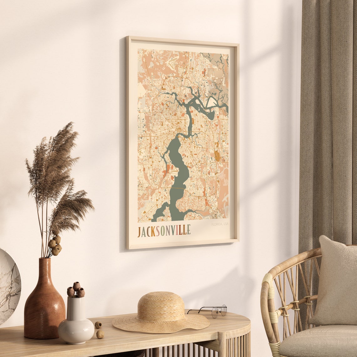 Jacksonville Florida Retro City Map Poster with Saint Johns River - Image 3