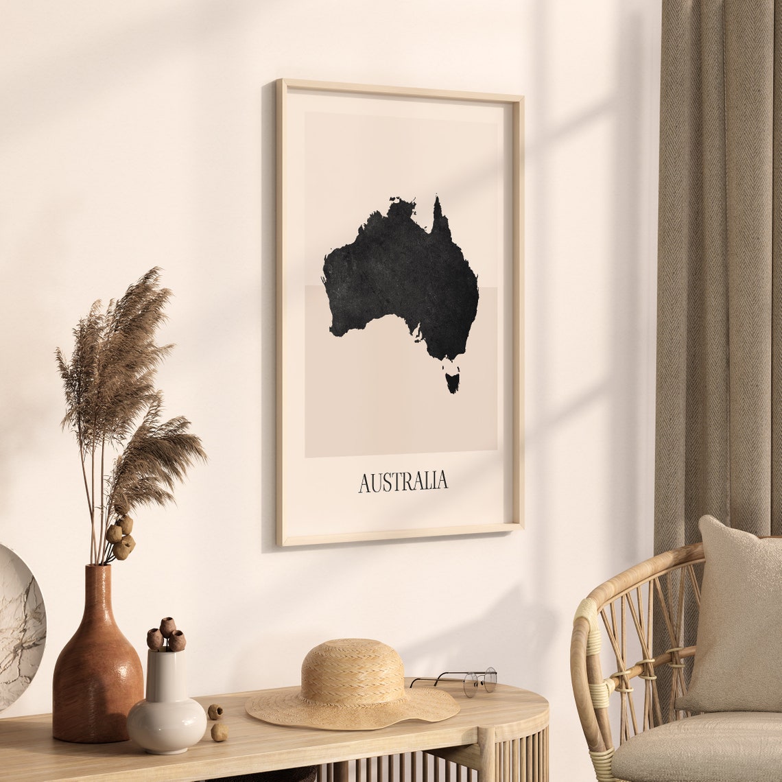 Australia Oceania Black Silhouette Minimalist Country Map Poster - Image 3