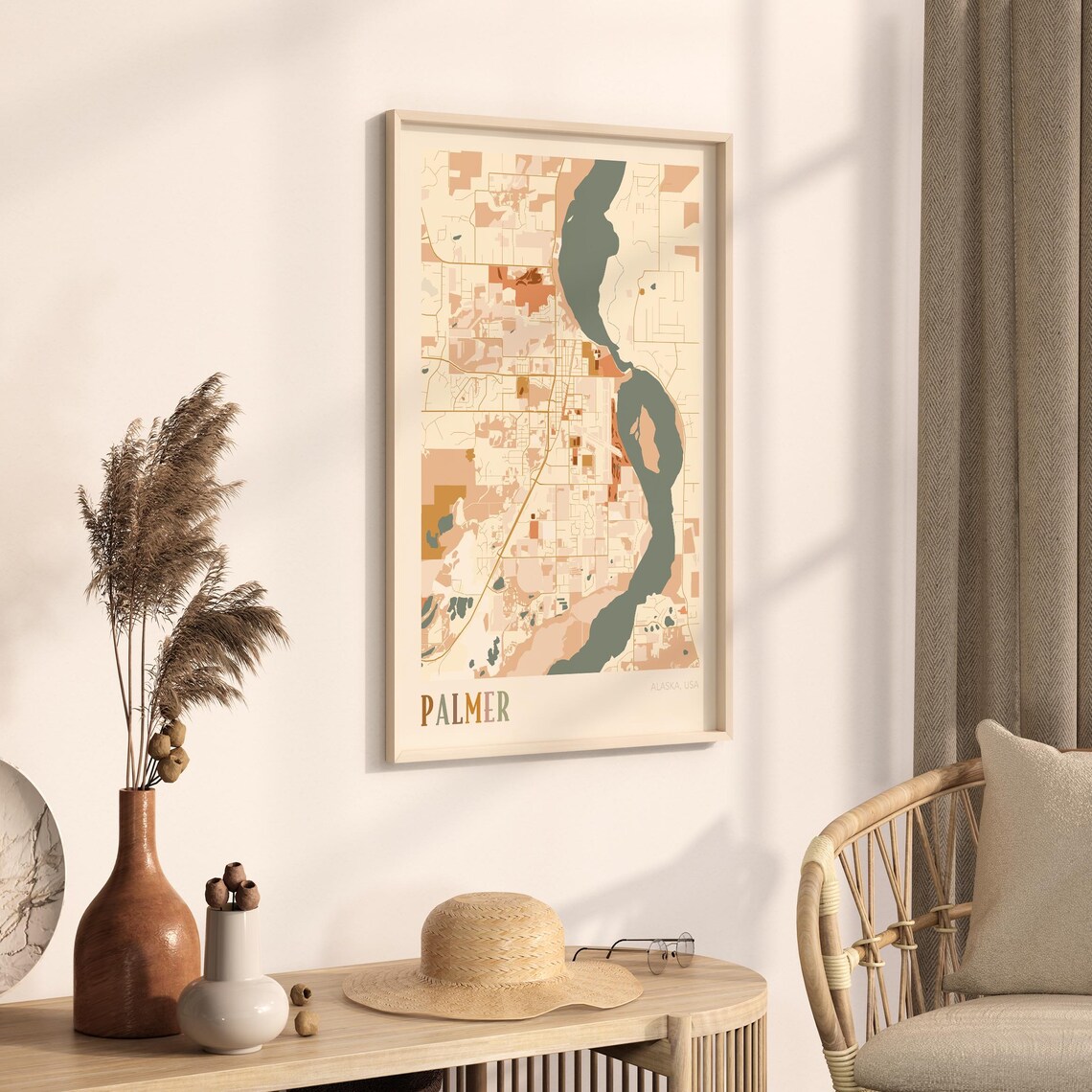 Palmer Alaska Stylized Vintage Street Map Modern City Art Poster - Image 3