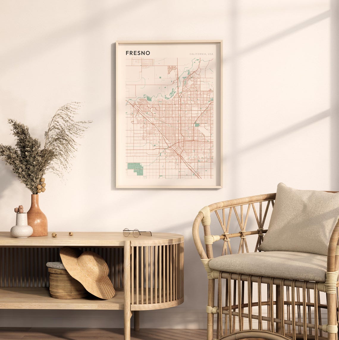 Fresno Map Poster Fresno Print Fresno Poster Fresno Wall Art California Travel Gift Farmhouse Wall Decor Office Art Print - Image 2