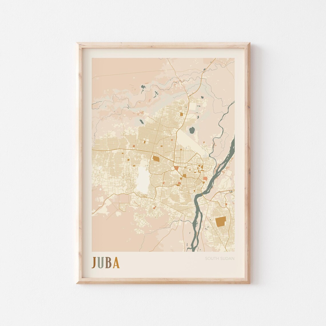 Juba Map Poster Print Wall Art South Sudan Africa Travel Gift Boho Decor